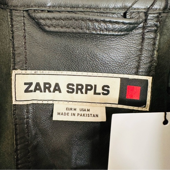 New ZARA SRPLS Black 100% Sheep Leather Long Sleeve Utility Jumpsuit - Picture 15 of 16